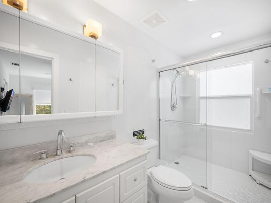 Bathroom, Glass Shower, Interior, Recessed Lighting
