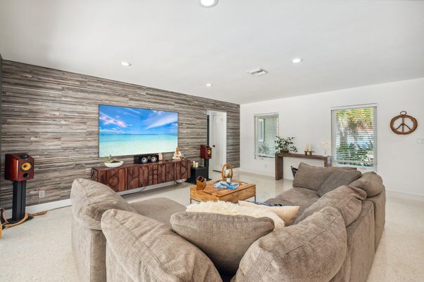 Interior, Living room, Recessed Lighting, Wooden Walls