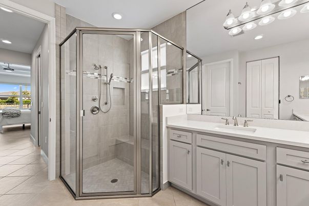 Bathroom, Glass Shower, Interior, Recessed Lighting