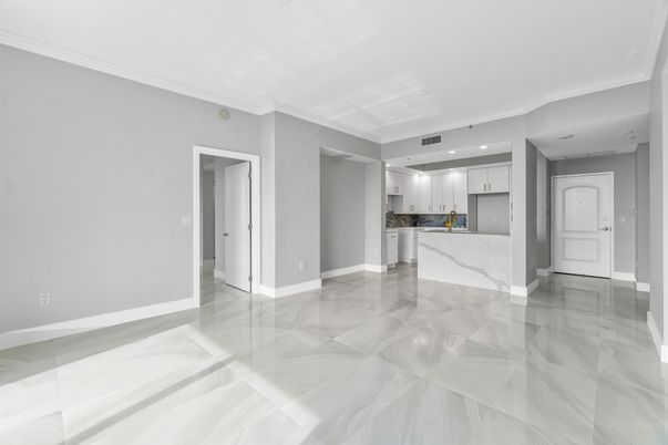 Empty room, Interior, Kitchen, Marble, Marble Walls, Recessed Lighting