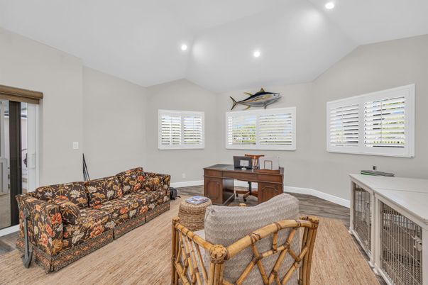 Home Office, Interior, Recessed Lighting, Wood Texture Flooring