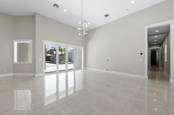Empty room, Interior, Pendant Lights, Recessed Lighting