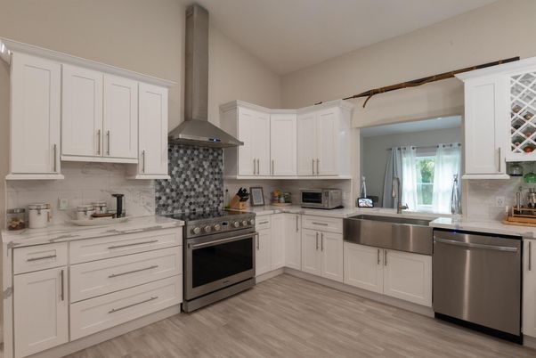 Interior, Kitchen, Stainless Steel Appliances, Wood Texture Flooring