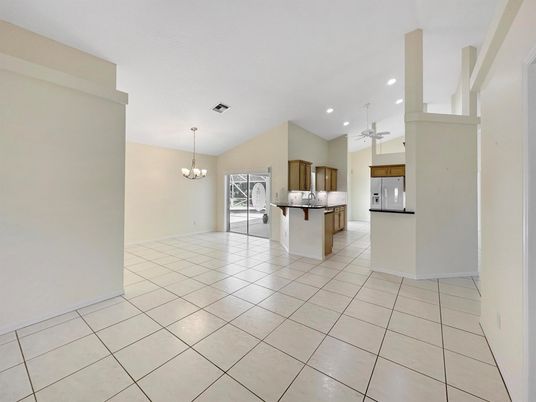 Chandelier, Empty room, Interior, Kitchen, Recessed Lighting