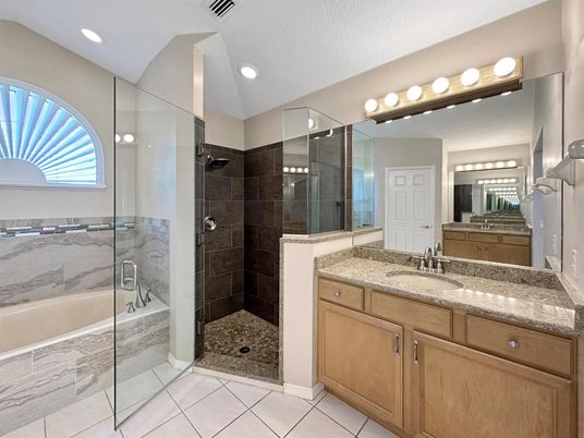 Bathroom, Glass Shower, Interior, Recessed Lighting