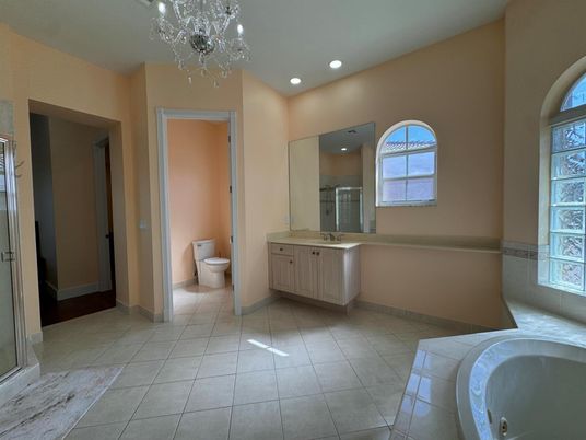 Bathroom, Chandelier, Interior, Recessed Lighting