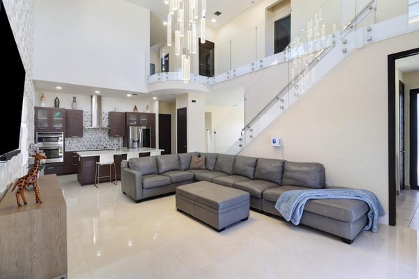 Interior, Kitchen, Living room, Pendant Lights, Recessed Lighting, Stainless Steel Appliances