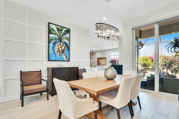 Chandelier, Dining room, Interior, Pendant Lights, Recessed Lighting, Wood Texture Flooring