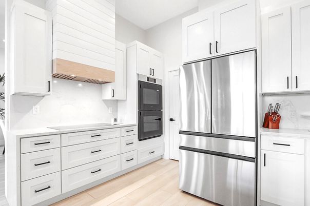 Interior, Kitchen, Stainless Steel Appliances, Wood Texture Flooring