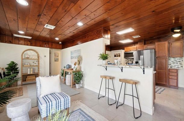 Interior, Kitchen, Recessed Lighting, Stainless Steel Appliances, Wooden Ceilings