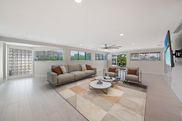 Interior, Living room, Recessed Lighting, Wood Texture Flooring