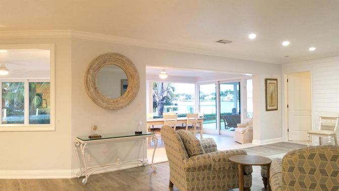 Home Office, Interior, Living room, Recessed Lighting, Wood Texture Flooring