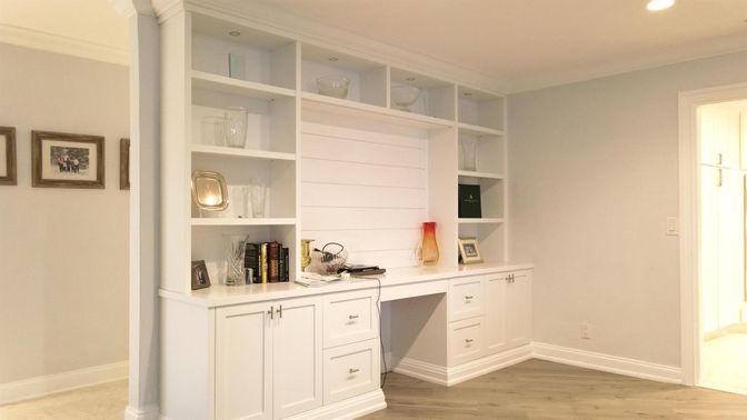Home Office, Interior, Recessed Lighting, Wood Texture Flooring