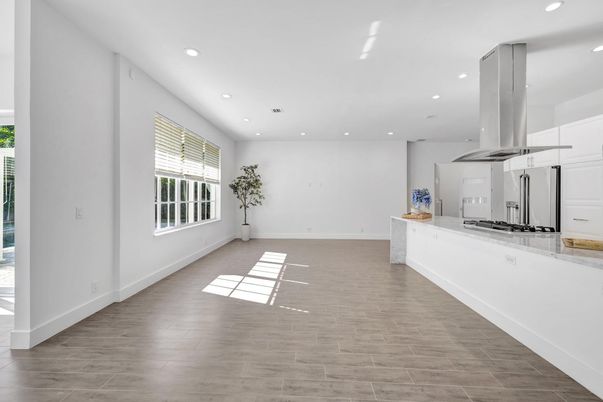 Interior, Kitchen, Recessed Lighting, Wood Texture Flooring