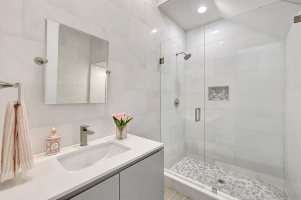 Bathroom, Glass Shower, Interior, Recessed Lighting