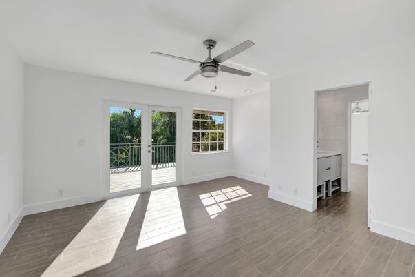 Bathroom, Empty room, Interior, Recessed Lighting, Wood Texture Flooring