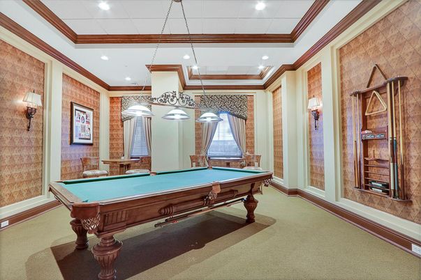 Billiard Table, Game Room, Interior, Pendant Lights, Recessed Lighting