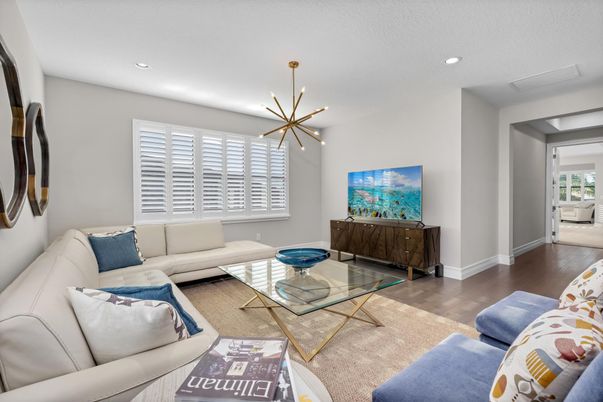 Interior, Living room, Pendant Lights, Recessed Lighting, Wood Texture Flooring