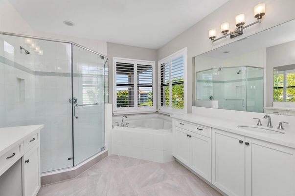 Bathroom, Dual Sink Vanities, Glass Shower, Interior