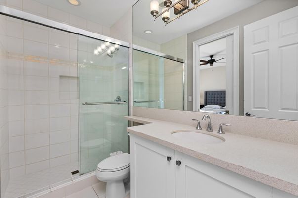 Bathroom, Glass Shower, Interior, Recessed Lighting