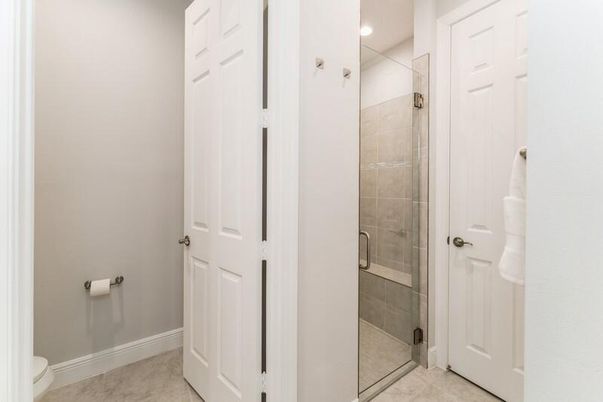 Bathroom, Glass Shower, Interior, Recessed Lighting