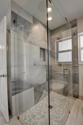 Bathroom, Glass Shower, Interior, Recessed Lighting