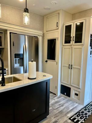 Interior, Kitchen, Pendant Lights, Stainless Steel Appliances, Wood Texture Flooring
