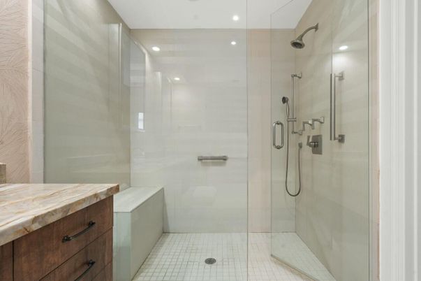Bathroom, Glass Shower, Interior, Recessed Lighting