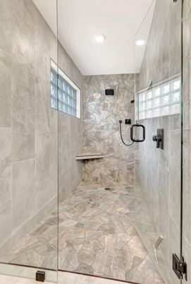Bathroom, Glass Shower, Interior, Recessed Lighting