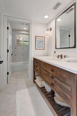 Bathroom, Dual Sink Vanities, Glass Shower, Interior, Recessed Lighting