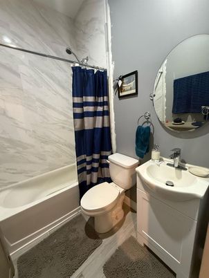 Bathroom, Interior, Marble Walls, Wood Texture Flooring