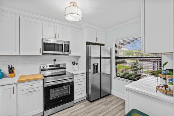 Interior, Kitchen, Stainless Steel Appliances, Wood Texture Flooring