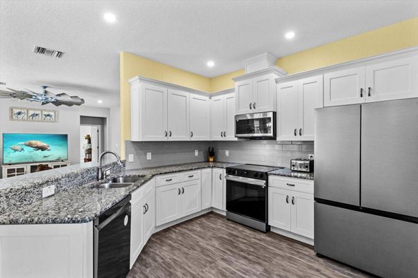 Interior, Kitchen, Recessed Lighting, Wood Texture Flooring
