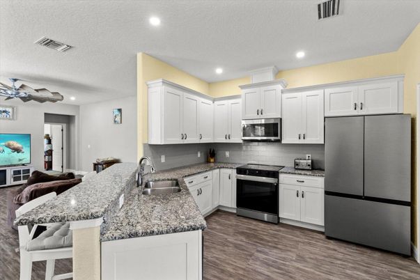 Interior, Kitchen, Recessed Lighting, Wood Texture Flooring
