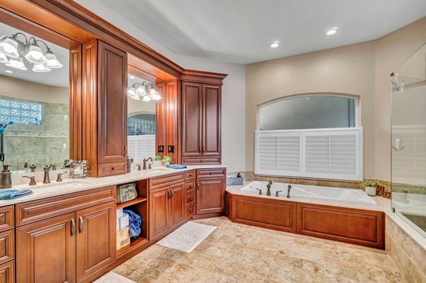 Bathroom, Dual Sink Vanities, Glass Shower, Interior, Recessed Lighting
