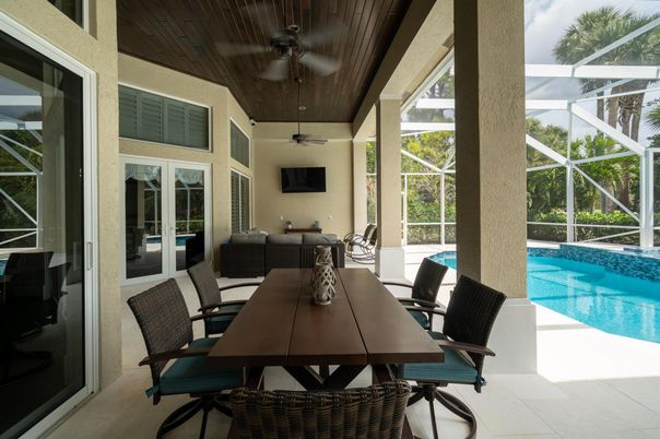 Dining room, Glass Ceilings, Interior, Pool, Sun Room