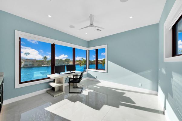 Home Office, Interior, Recessed Lighting, Water