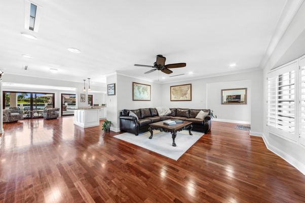 Dining room, Interior, Living room, Recessed Lighting, Wood Texture Flooring
