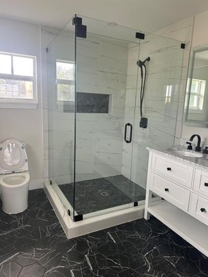 Bathroom, Glass Shower, Interior, Marble, Marble Walls