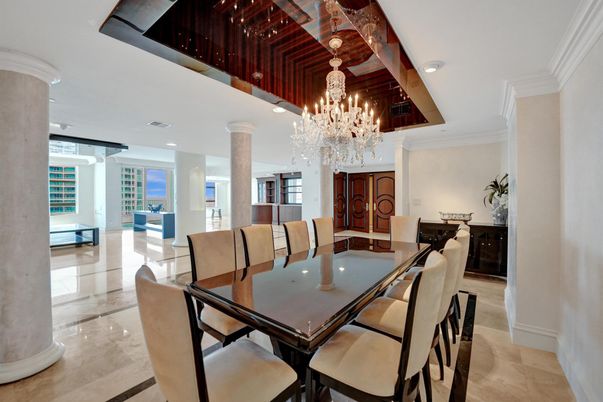 Chandelier, Dining room, Interior, Recessed Lighting, Wooden Beams
