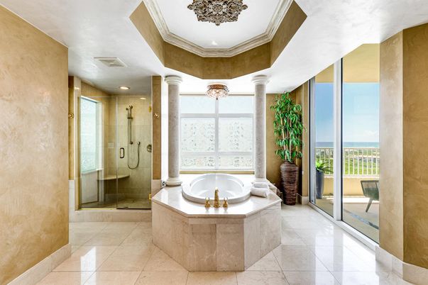 Bathroom, Glass Shower, Interior, Recessed Lighting