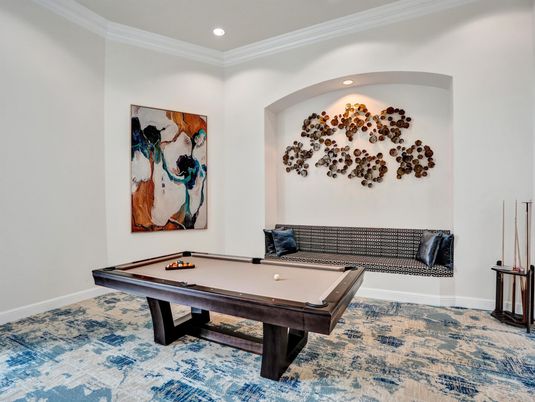 Billiard Table, Game Room, Interior, Recessed Lighting