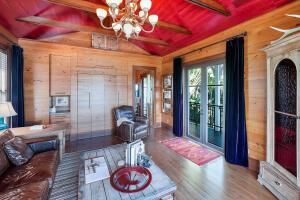 Chandelier, Fireplace, Interior, Wooden Beams, Wood Texture Flooring, Wooden Walls