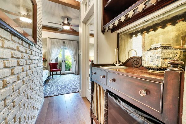 Interior, Kitchen, Stone Walls, Wood Texture Flooring