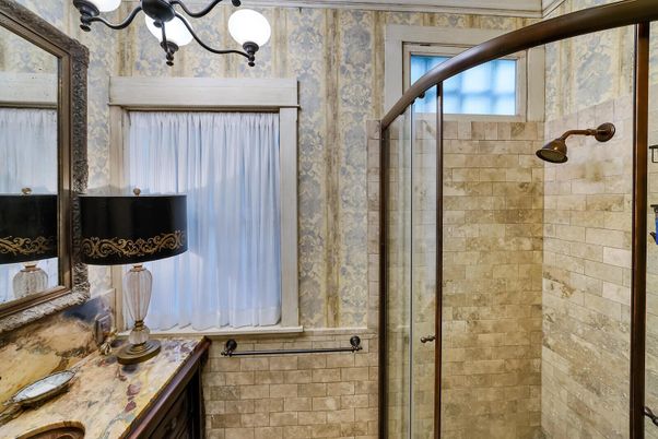 Bathroom, Glass Shower, Interior, Stone Walls