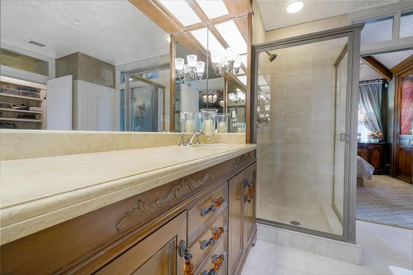 Bathroom, Glass Shower, Interior, Recessed Lighting