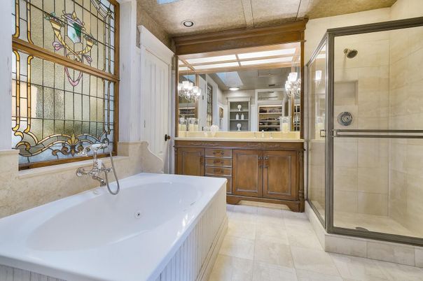 Bathroom, Glass Shower, Interior, Recessed Lighting