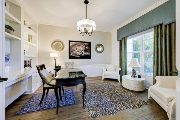 Chandelier, Home Office, Interior, Wood Texture Flooring