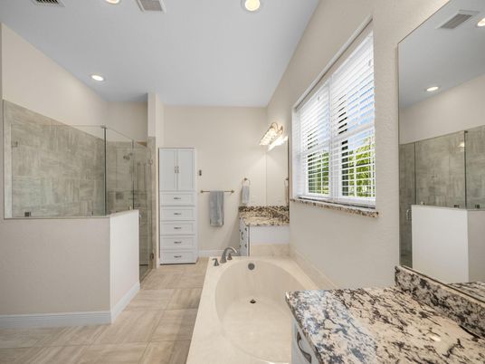 Bathroom, Glass Shower, Interior, Recessed Lighting