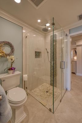 Bathroom, Glass Shower, Interior, Recessed Lighting